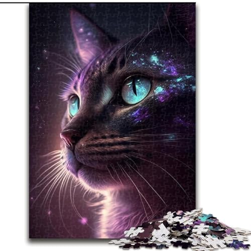 Puzzle 1000 Teile für Erwachsene, kosmische Nebelkatze, aus Holz, Kinder ab 14 Jahren, 50x75cm, spannende Aktivität für den Familienspieleabend von LiJianXXR