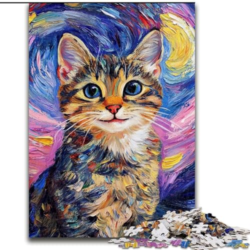 Puzzle 1000 Teile für Erwachsene, lächelnde Katze, Elefantenspielzeug, intellektuelles Spiel, Geburtstagsgeschenk, Geschenke, Wandkunst für Kinder ab 14 Jahren (Größe 50x75cm) von LiJianXXR
