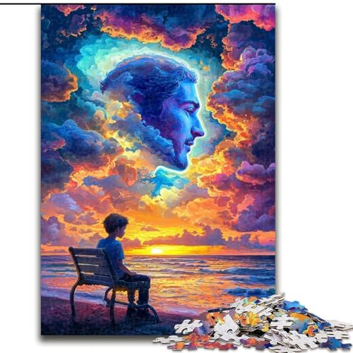 Puzzle 1000 Teile für Erwachsene, menschliches Gesicht, Farbwolke, Elefantenspielzeug, intellektuelles Spiel, Geburtstagsgeschenk, Geschenke, Wandkunst für Kinder ab 14 Jahren (Größe 50x75cm) von LiJianXXR