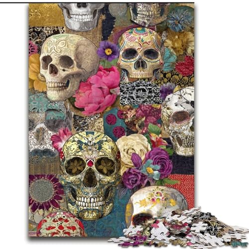 Puzzle 1000 Teile für Erwachsene, mexikanischer Totenkopf, Stressabbau mit vollständig ineinandergreifenden, zufällig geformten Teilen für Kinder ab 14 Jahren (Größe 50x75cm) von LiJianXXR