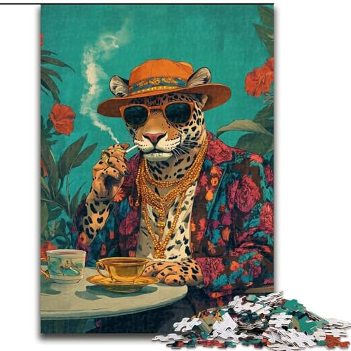 Puzzle 1000 Teile für Erwachsene, modischer Leopard, Elefantenspielzeug, intellektuelles Spiel, Geburtstagsgeschenk, Geschenke, Wandkunst für Kinder ab 14 Jahren (Größe 26x38cm) von LiJianXXR