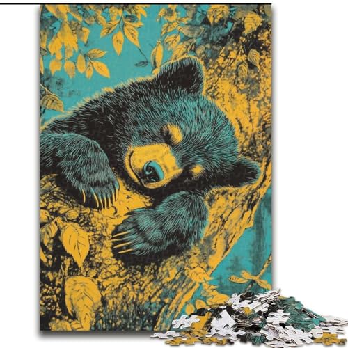Puzzle 1000 Teile für Erwachsene, schlafender Braunbär, für Erwachsene ab 14 Jahren, Lernspiel, Herausforderung, Spielzeug, Geschenk zum Geburtstag (Größe 50x75cm) von LiJianXXR