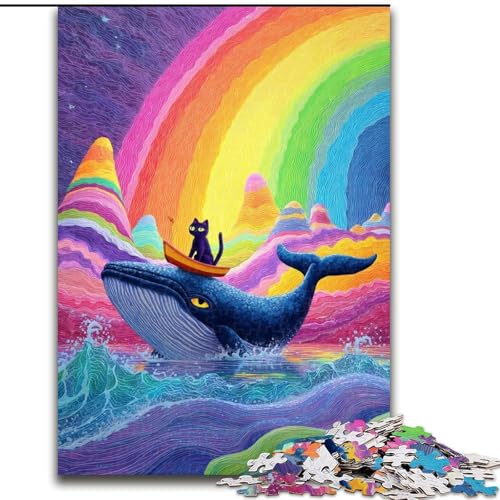 Puzzle 1000 Teile für Erwachsene, schwarzer Katzenwal, Stressabbau mit vollständig ineinandergreifenden, zufällig geformten Teilen für Kinder ab 14 Jahren (Größe 26x38cm) von LiJianXXR