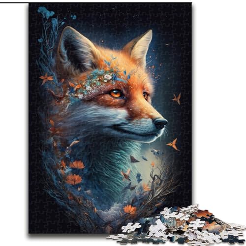 Puzzle 1000 Teile für Erwachsene, süßer Kunstfuchs aus Holz, Kinder ab 14 Jahren, 50x75cm, DIY-Kunstdekor von LiJianXXR