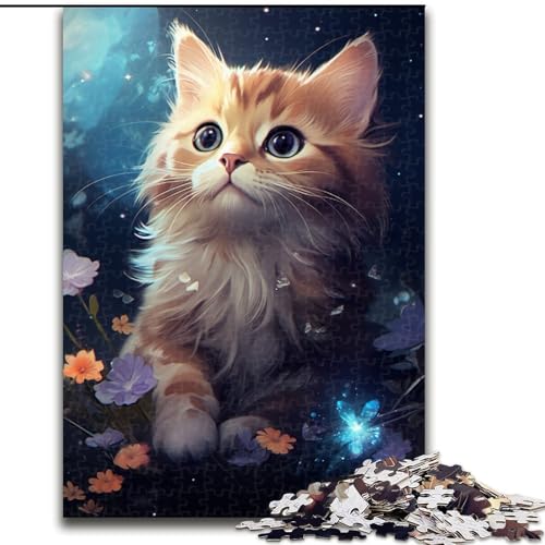 Puzzle 1000 Teile für Erwachsene, süßes Kätzchen aus Holz, Kinder ab 14 Jahren, 50x75cm, DIY-Kunstdekor von LiJianXXR