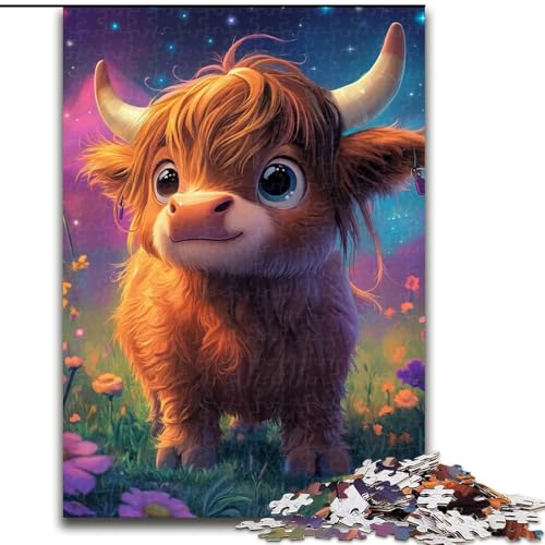 Puzzle 1000 Teile für Erwachsene, süßes Yak-Baby, aus Holz, perfektes DIY-Kunstdekor oder Geburtstagsgeschenk, 50x75cm, Kunstwerk-Dekor, Intelligenzspielzeug für Indoor-Spiele mit der Familie von LiJianXXR