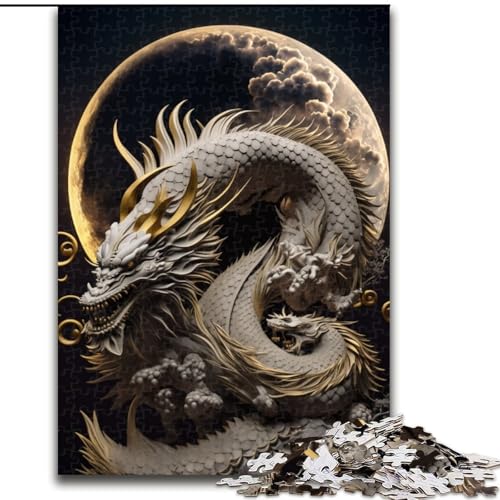 Puzzle 1000 Teile für Erwachsene, tapferer Drache, aus Holz, Kinder ab 14 Jahren, 50x75cm, DIY-Kunstdekor von LiJianXXR