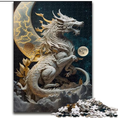 Puzzle 1000 Teile für Erwachsene, tapferer Drache, aus Holz, Kinder ab 14 Jahren, 50x75cm, DIY-Kunstdekor von LiJianXXR
