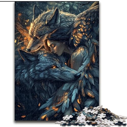 Puzzle 1000 Teile für Erwachsene,Der Wolf und das Mädchen,für Kinder ab 14 Jahren Jedes Teil ist einzigartig – lustiges und herausforderndes Spiel für die ganze Familie Tolles Geschenk (Größe 26x38cm) von LiJianXXR