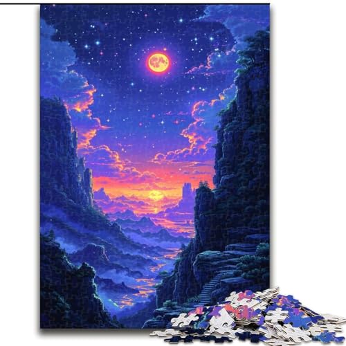 Puzzle 1000 Teile für Erwachsene,Fantasielandschaft,Natur,aus Holz,perfektes DIY-Kunstdekor oder Geburtstagsgeschenk,50x75cm,Kunstwerk-Dekor,Intelligenzspielzeug für Indoor-Spiele mit der Familie von LiJianXXR