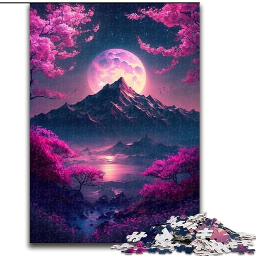 Puzzle 1000 Teile für Erwachsene,Japanische Landschaft,Neon,aus Holz,perfektes DIY-Kunstdekor oder Geburtstagsgeschenk,50x75cm,Kunstwerk-Dekor,Intelligenzspielzeug für Indoor-Spiele mit der Familie von LiJianXXR