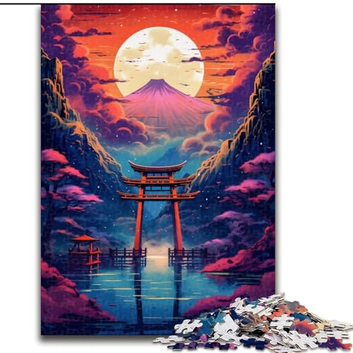 Puzzle 1000 Teile für Erwachsene,Landschaft,Torii-Tor,Sonnenuntergang,aus Holz,lustiges Geschenk und Aktivität für zu Hause,Denksportaufgabe,Spiel für Erwachsene,interaktive Aktivität für die Familie von LiJianXXR