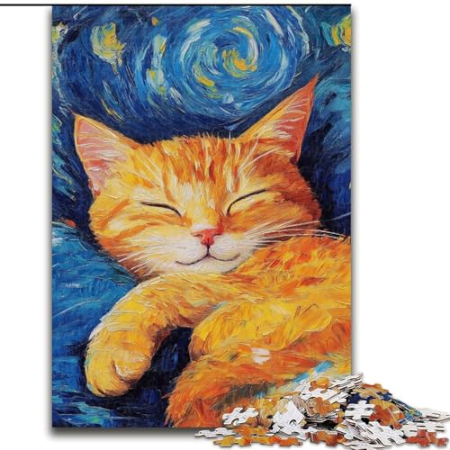 Puzzle 1000 Teile für Erwachsene,Sternenhimmel,orange Katze,für Kinder ab 14 Jahren,jedes Teil ist einzigartig – lustiges und herausforderndes Spiel für die ganze Familie,tolles Geschenk Größe 50x75cm Puzzle 1000 Teile für Erwachsene,Sternenhimmel,orange Katze,für Kinder ab 14 Jahren,jedes Teil ist einzigartig – lustiges und herausforderndes Spiel für die ganze Familie,tolles Geschenk Größe 50x75cm von LiJianXXR