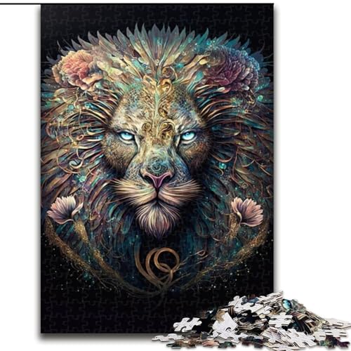 Puzzle 1000 Teile für Erwachsene Fantasy-Löwe aus Holz, interaktives Familienspiel, geeignet für Kinder ab 14 Jahren, 50x75cm, für interaktives Familienspiel von LiJianXXR
