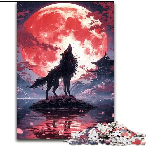 Puzzle 1000 Teile für Erwachsene Fuchs unter dem Mond aus Holz,lustiges Geschenk und Aktivität für zu Hause,50x75cm,Denksportaufgabe,Spiel für Erwachsene,interaktive Aktivität für die ganze Familie von LiJianXXR
