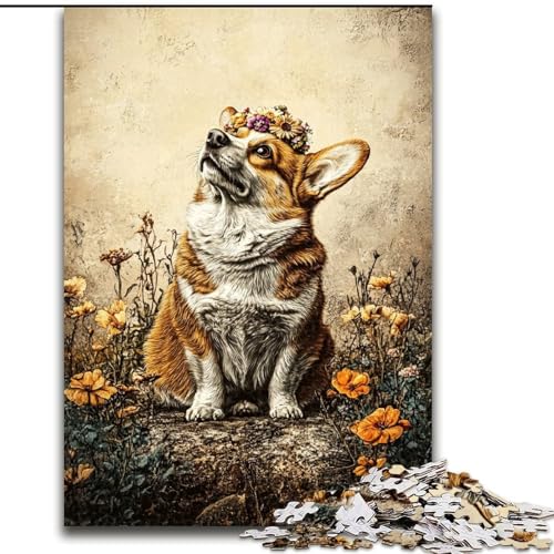 Puzzle 1000 Teile für Erwachsene Happy Corgi, für Kinder ab 14 Jahren, Lernspiel, Herausforderung, Spielzeug, Geschenk zum Geburtstag (Größe 50x75cm) von LiJianXXR