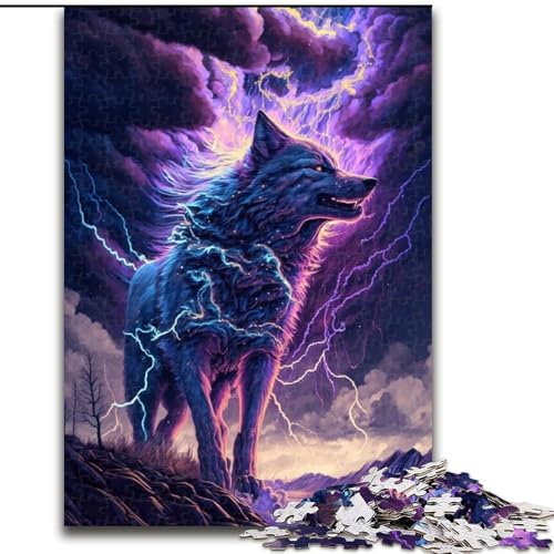 Puzzle 1000 Teile für Erwachsene Kosmischer Nebelwolf aus Holz,lustiges Geschenk und Aktivität für zu Hause,50x75cm,Denksportaufgabe,Spiel für Erwachsene,interaktive Aktivität für die ganze Familie von LiJianXXR