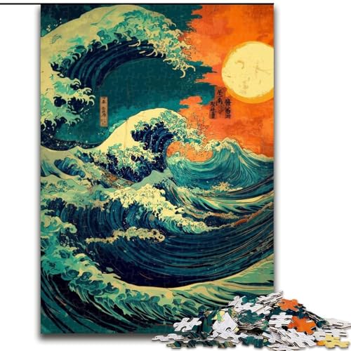 Puzzle 1000 Teile für Jugendliche, Japanische Wellen, für und ab 14 Jahren, pädagogisches Lernspielzeug, Familienspiele, Geburtstagsgeschenk (Größe 26x38cm) von LiJianXXR