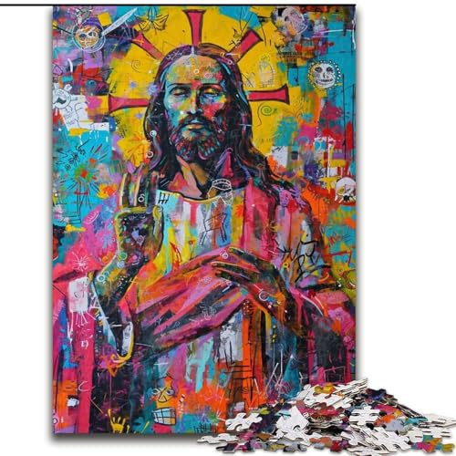 Puzzle 1000 Teile für Jugendliche, Jesus-Graffiti, für und ab 14 Jahren, pädagogisches Lernspielzeug, Familienspiele, Geburtstagsgeschenk (Größe 50x75cm) von LiJianXXR