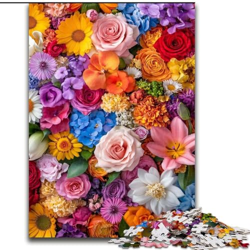Puzzle 1000 Teile für Jugendliche, Künstlerische Blumen, für 14+, anspruchsvolles Spiel als Geschenk für die ganze Familie und Freunde (Größe 26x38cm) von LiJianXXR