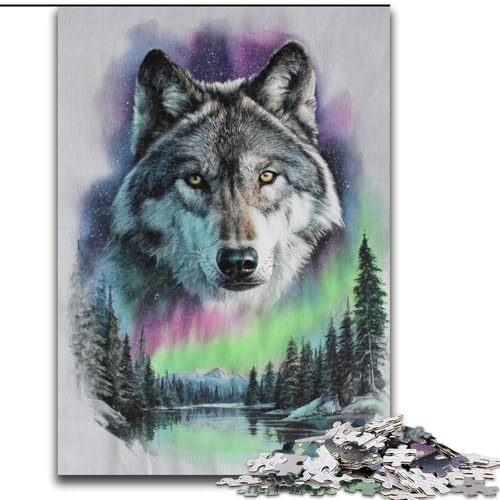 Puzzle 1000 Teile für Jugendliche, Majestätischer Wolf, für und ab 14 Jahren, pädagogisches Lernspielzeug, Familienspiele, Geburtstagsgeschenk (Größe 26x38cm) von LiJianXXR