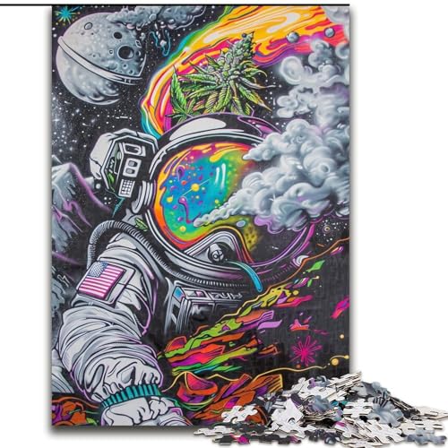 Puzzle 1000 Teile für Jugendliche, Psychedelischer Rauch-Astronaut, für und ab 14 Jahren, pädagogisches Lernspielzeug, Familienspiele, Geburtstagsgeschenk (Größe 26x38cm) von LiJianXXR