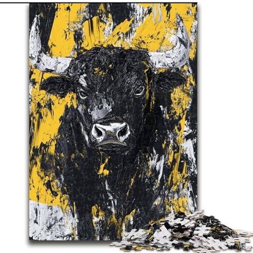 Puzzle 1000 Teile für Jugendliche, Schwarzer Goldbulle, für und ab 14 Jahren, pädagogisches Lernspielzeug, Familienspiele, Geburtstagsgeschenk (Größe 50x75cm) von LiJianXXR