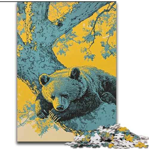Puzzle 1000 Teile für Jugendliche, schlafender Braunbär, für und ab 14 Jahren, pädagogisches Lernspielzeug, Familienspiele, Geburtstagsgeschenk (Größe 50x75cm) von LiJianXXR