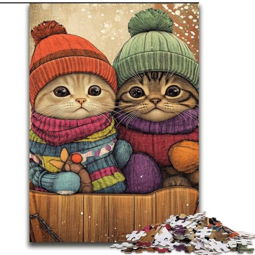 Puzzle 1000 Teile für Jugendliche Katzenpaar, für und ab 14 Jahren Pädagogisches Lernspielzeug Familienspiele Geburtstagsgeschenk (Größe 50x75cm) von LiJianXXR