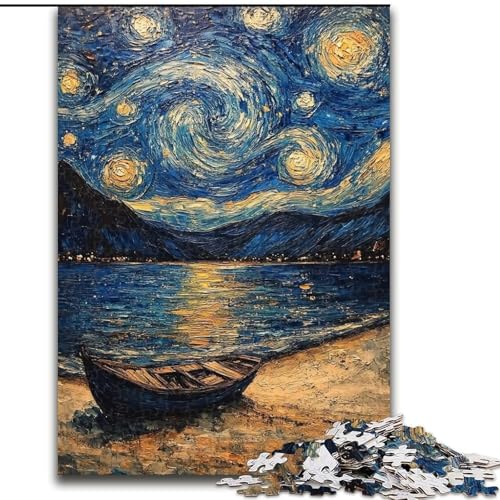 Puzzle 1000 Teile für Jugendliche Nachthimmel Van Gogh, für und ab 14 Jahren Pädagogisches Lernspielzeug Familienspiele Geburtstagsgeschenk (Größe 26x38cm) von LiJianXXR