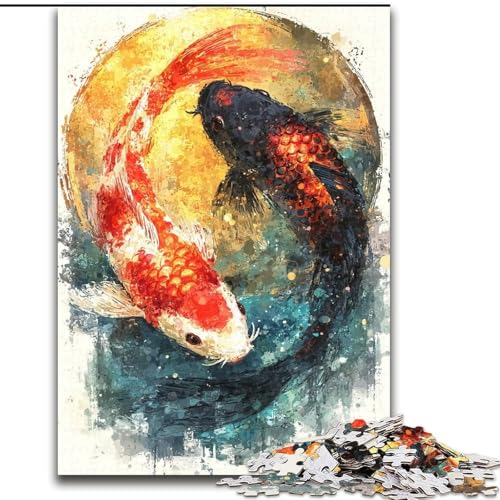 Puzzle 1000 Teile für Jugendliche Yin Yang Koi, für 14+ Anspruchsvolles Spiel als Geschenk für die ganze Familie und Freunde (Größe 26x38cm) von LiJianXXR