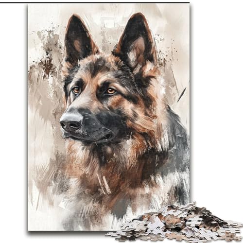 Puzzle 1000 Teile für Teenager, Aquarell, Deutscher Schäferhund, für 14+, anspruchsvolles Spiel als Geschenk für die ganze Familie und Freunde (Größe 50x75cm) von LiJianXXR
