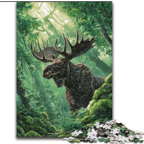 Puzzle 1000 Teile für Teenager, Dschungel-Elch, für 14+, anspruchsvolles Spiel als Geschenk für die ganze Familie und Freunde (Größe 50x75cm) von LiJianXXR