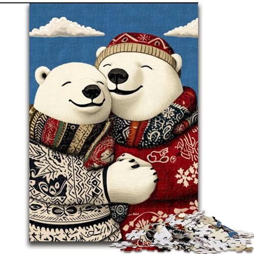 Puzzle 1000 Teile für Teenager, Eisbärenpaar, für 14+, anspruchsvolles Spiel als Geschenk für die ganze Familie und Freunde (Größe 50x75cm) von LiJianXXR