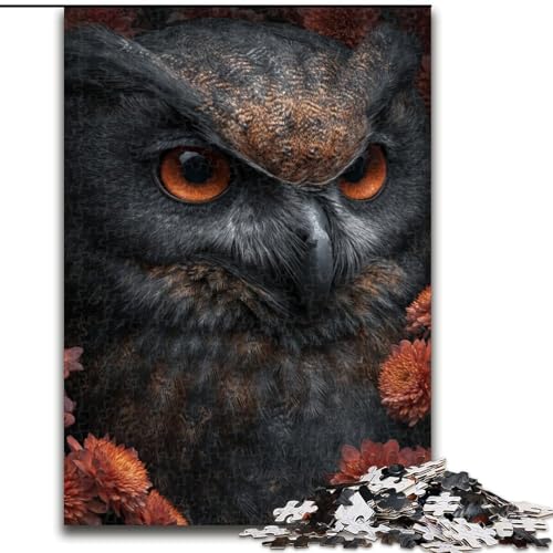 Puzzle 1000 Teile für Teenager, Eule und Blumen, für 14+, anspruchsvolles Spiel als Geschenk für die ganze Familie und Freunde (Größe 50x75cm) von LiJianXXR