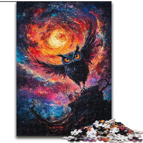 Puzzle 1000 Teile für Teenager, Eulen-Ölgemälde, für 14+, anspruchsvolles Spiel als Geschenk für die ganze Familie und Freunde (Größe 50x75cm) von LiJianXXR