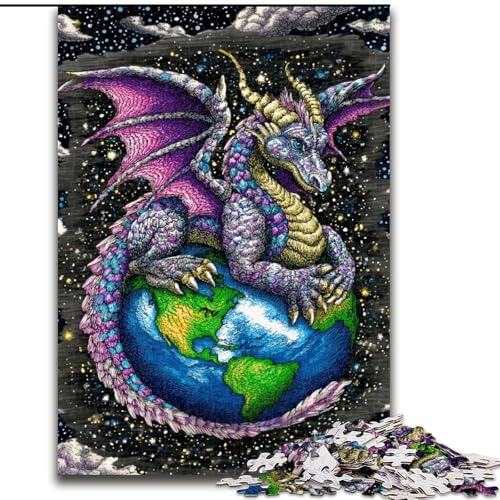Puzzle 1000 Teile für Teenager, Fliegender Drache, der auf der Erde Steht, für 14+, anspruchsvolles Spiel als Geschenk für die ganze Familie und Freunde (Größe 50x75cm) von LiJianXXR