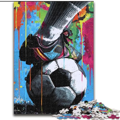 Puzzle 1000 Teile für Teenager, Fußball-Ölgemälde, für 14+, anspruchsvolles Spiel als Geschenk für die ganze Familie und Freunde (Größe 26x38cm) von LiJianXXR