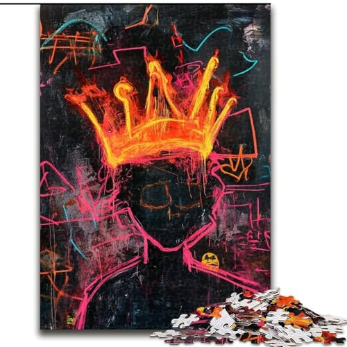 Puzzle 1000 Teile für Teenager, Geschenke, Krone im Basquiat-Stil, lehrreich ganze Familie (Größe 50x75cm) von LiJianXXR