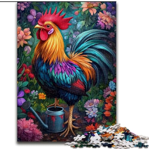 Puzzle 1000 Teile für Teenager, Hahn im Garten, Lernpuzzle, ganze Familie (Größe 50x75cm) von LiJianXXR