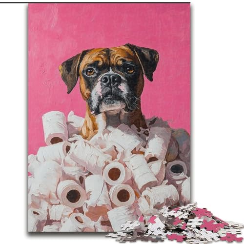 Puzzle 1000 Teile für Teenager, Hunde und Toilettenpapier, für 14+, anspruchsvolles Spiel als Geschenk für die ganze Familie und Freunde (Größe 26x38cm) von LiJianXXR