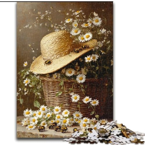 Puzzle 1000 Teile für Teenager, Hut und Blumenkorb, für und ab 14 Jahren, pädagogisches Lernspielzeug, Familienspiele, Geburtstagsgeschenk (Größe 50x75cm) von LiJianXXR