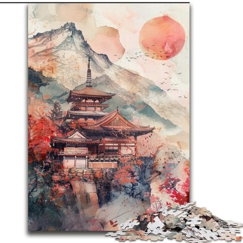 Puzzle 1000 Teile für Teenager, Japanischer Tempel, für 14+, anspruchsvolles Spiel als Geschenk für die ganze Familie und Freunde (Größe 50x75cm) von LiJianXXR
