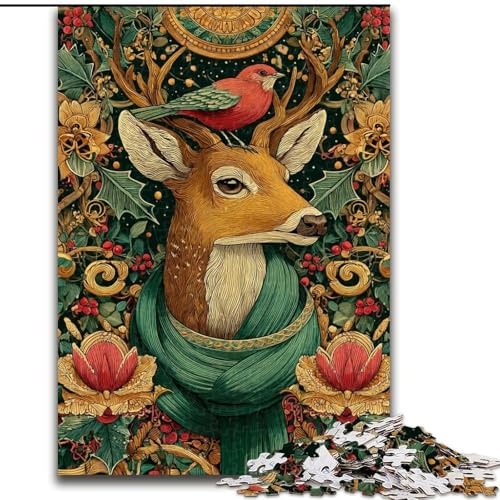 Puzzle 1000 Teile für Teenager, Katze mit grünem Schal, Lernspielzeug, ganze Familie (Größe 26x38cm) von LiJianXXR