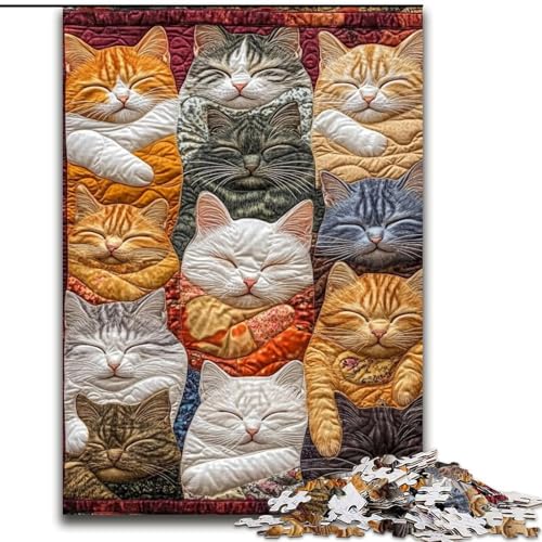Puzzle 1000 Teile für Teenager, Katzencollage, für 14+, anspruchsvolles Spiel als Geschenk für die ganze Familie und Freunde (Größe 26x38cm) von LiJianXXR