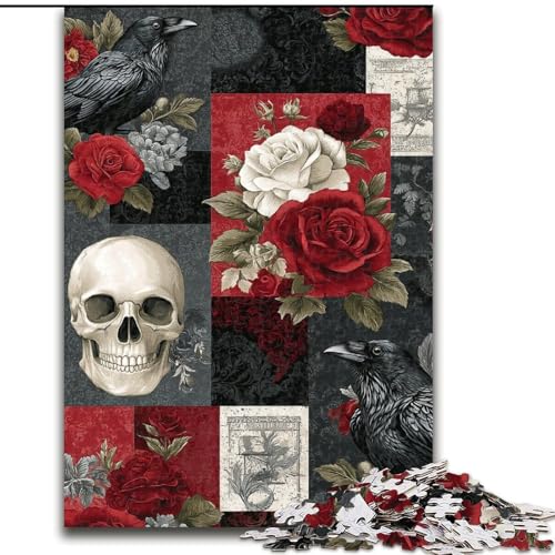 Puzzle 1000 Teile für Teenager, Krähenskelett, für 14+, anspruchsvolles Spiel als Geschenk für die ganze Familie und Freunde (Größe 50x75cm) von LiJianXXR