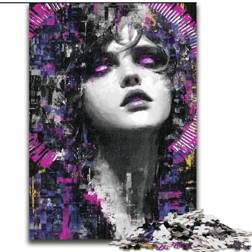 Puzzle 1000 Teile für Teenager, Mysteriöses Anime-Mädchen, für 14+, anspruchsvolles Spiel als Geschenk für die ganze Familie und Freunde (Größe 26x38cm) von LiJianXXR