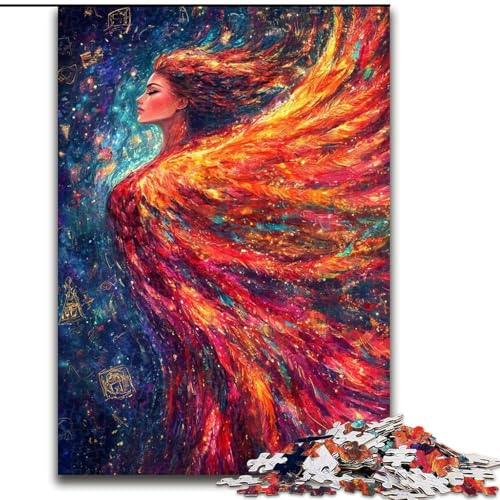 Puzzle 1000 Teile für Teenager, Mysteriöses Phönix-Mädchen, für und ab 14 Jahren, pädagogisches Lernspielzeug, Familienspiele, Geburtstagsgeschenk (Größe 26x38cm) von LiJianXXR