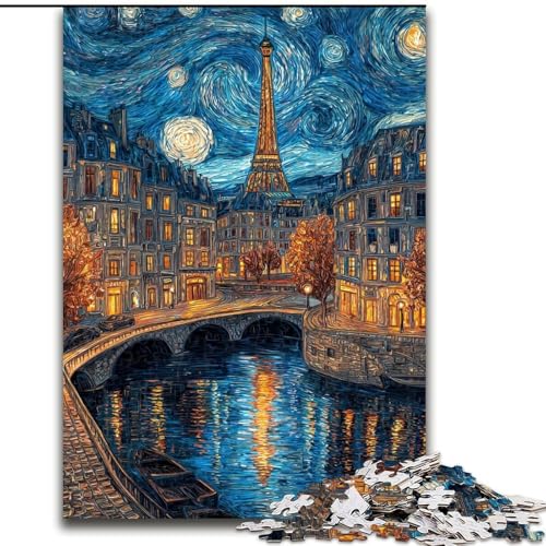 Puzzle 1000 Teile für Teenager, Nachthimmel Frankreich, für 14+, anspruchsvolles Spiel als Geschenk für die ganze Familie und Freunde (Größe 26x38cm) von LiJianXXR
