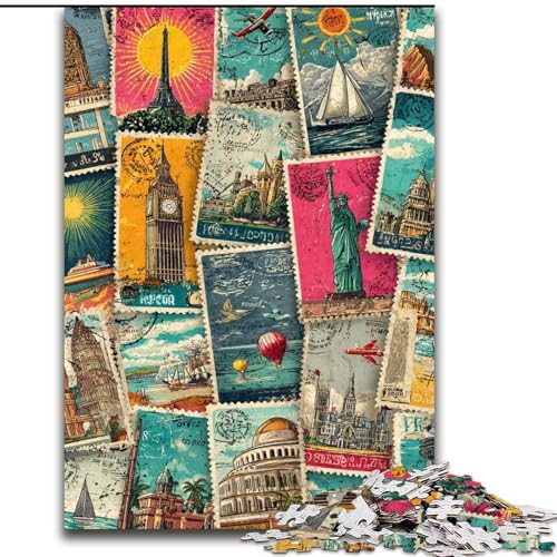 Puzzle 1000 Teile für Teenager, Paris-Collage, für 14+, anspruchsvolles Spiel als Geschenk für die ganze Familie und Freunde (Größe 26x38cm) von LiJianXXR